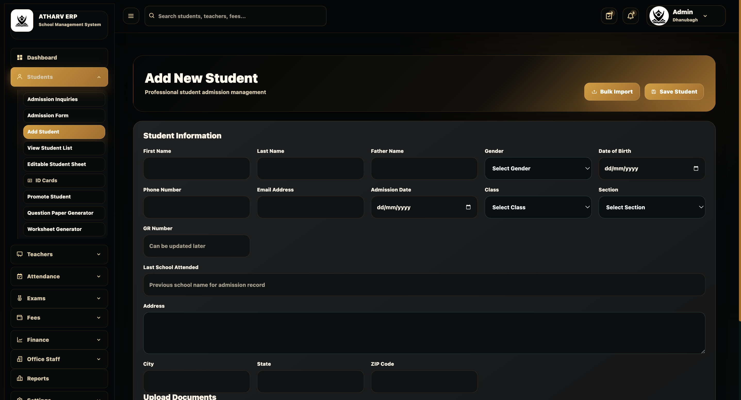 MDCore admission demo screen
