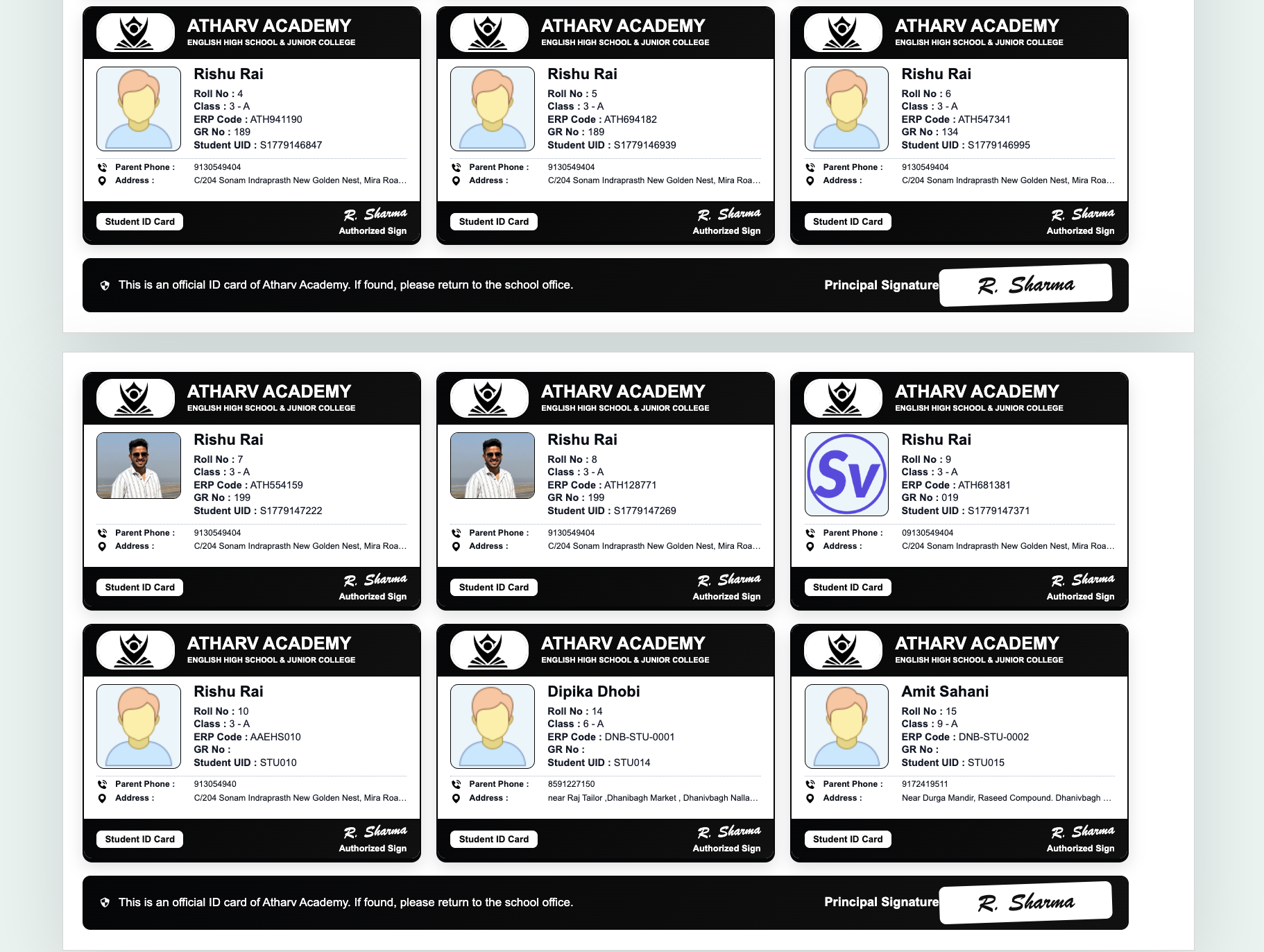 MDCore ID card bulk print screenshot